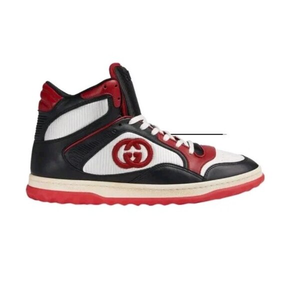 Gucci Other - $1,100 Gucci MAC80 High Top Sneakers Black & Red Leather UK 10 US 11